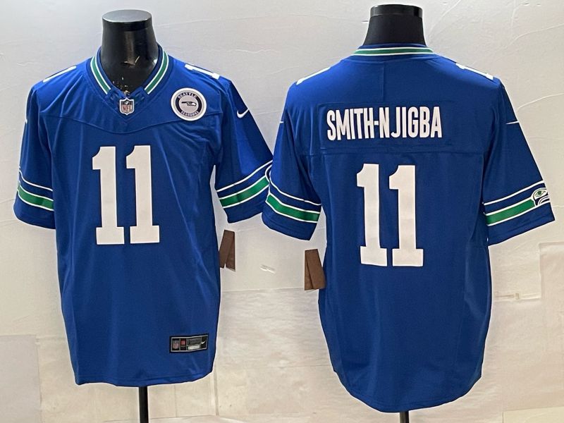Men 2026 Seattle Seahawks #11 Smith-Njigba Blue 4th generation Nike Limited NFL Jersey style 04